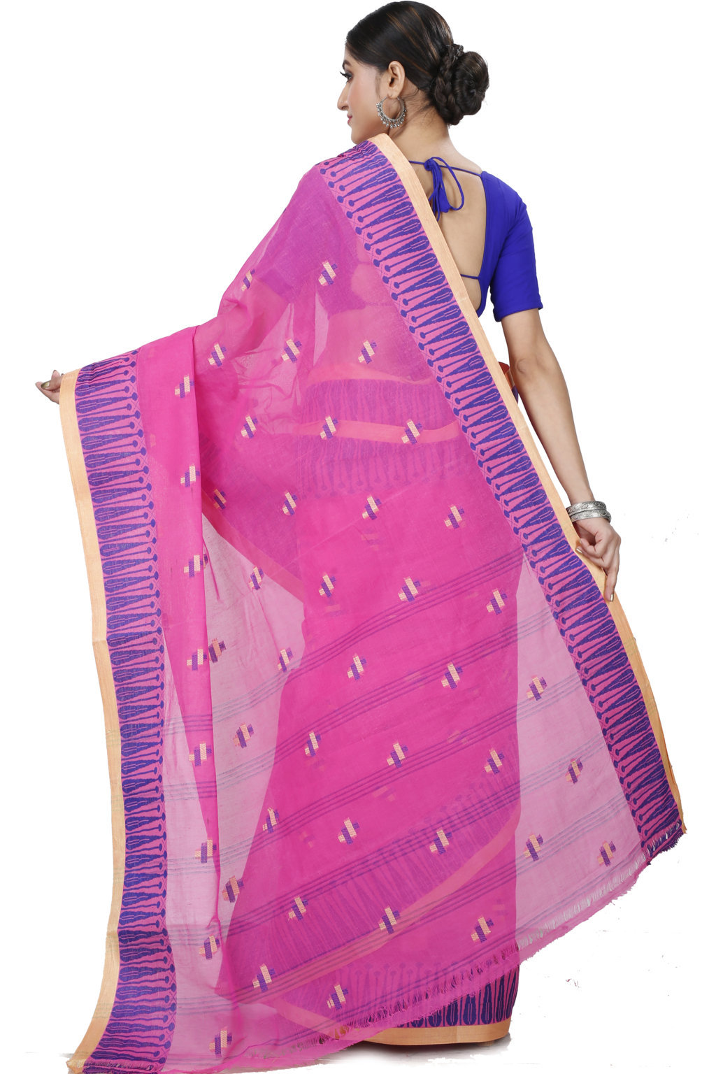 Pink Pure Cotton Simar Tant Saree (1038)